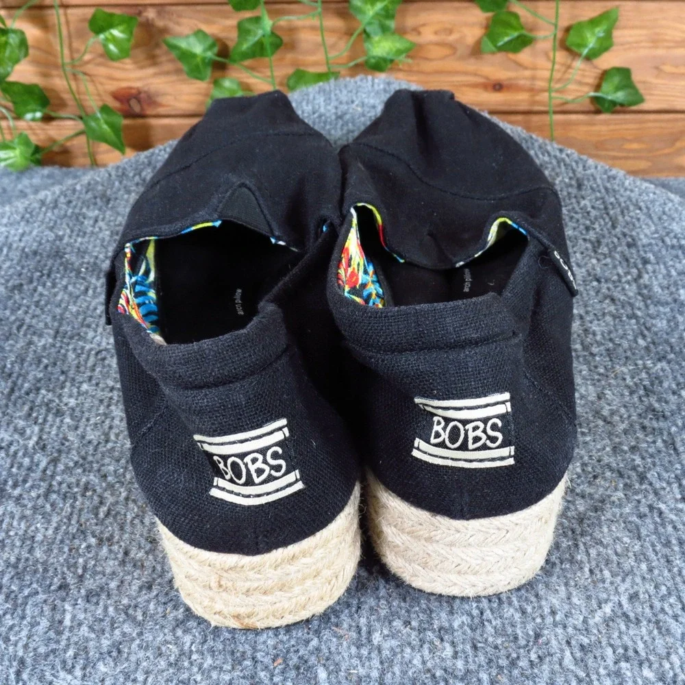 Skechers BOBS Highlights High Jinx Womens Espadrille Wedge 9.5 Casual‎ Black